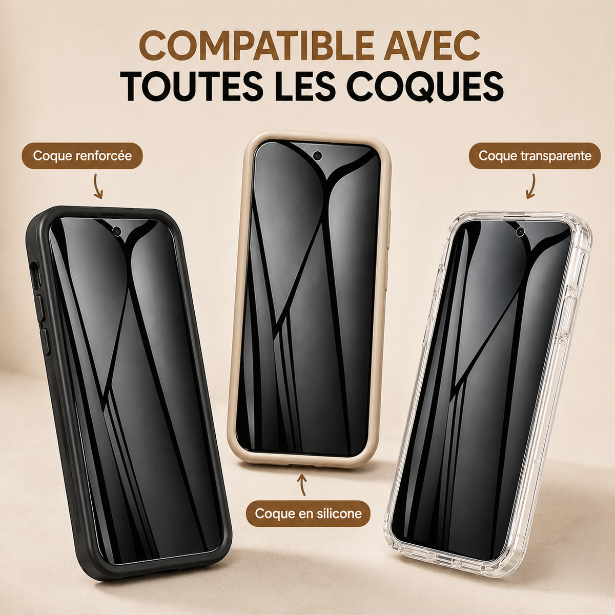 Film protection telephone iphone cpmpatibles avec toutes les coques iphone