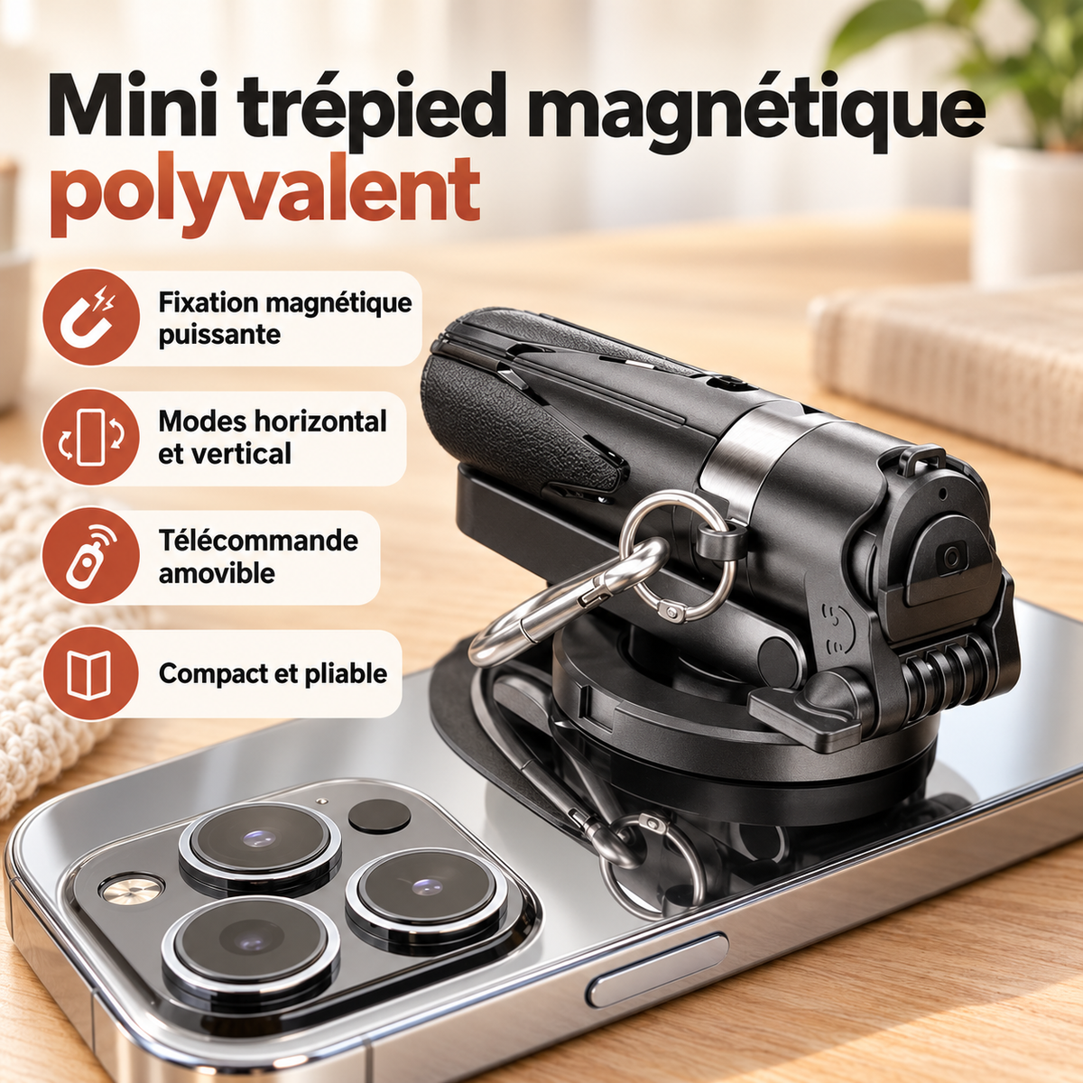 Perche selfie | Compacte avec Trépied Bluetooth magnétique polyvalent