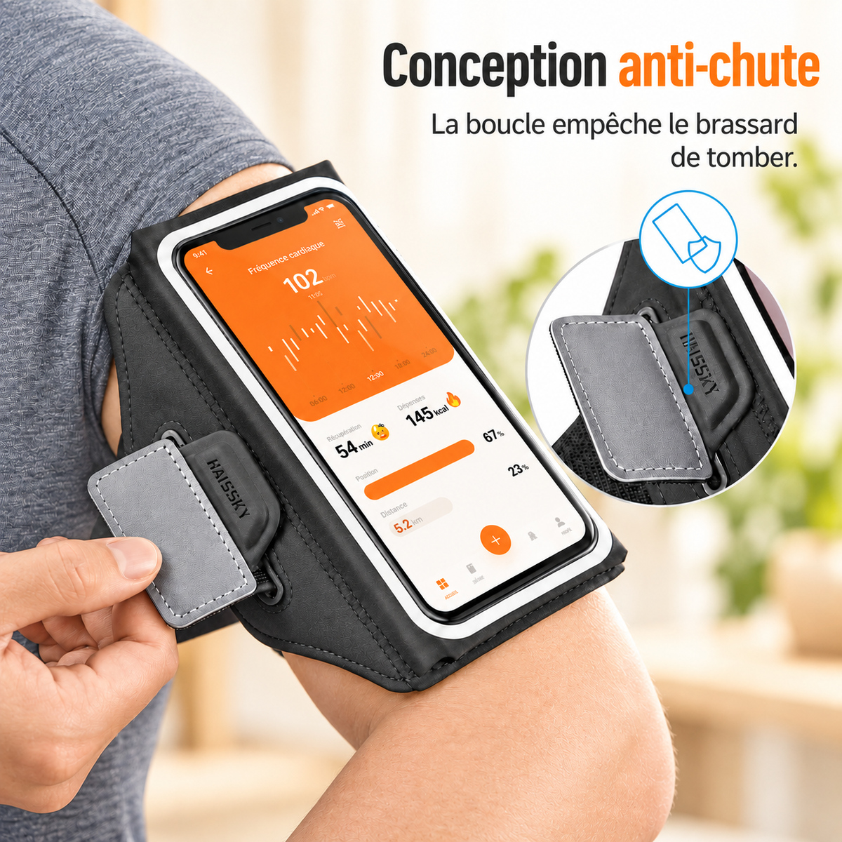 Pochette étanche pour téléphone Sport Réfléchissante boucle anti-chute