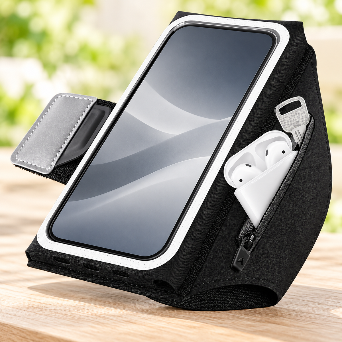 Pochette étanche pour téléphone Sport Réfléchissante noir intégral