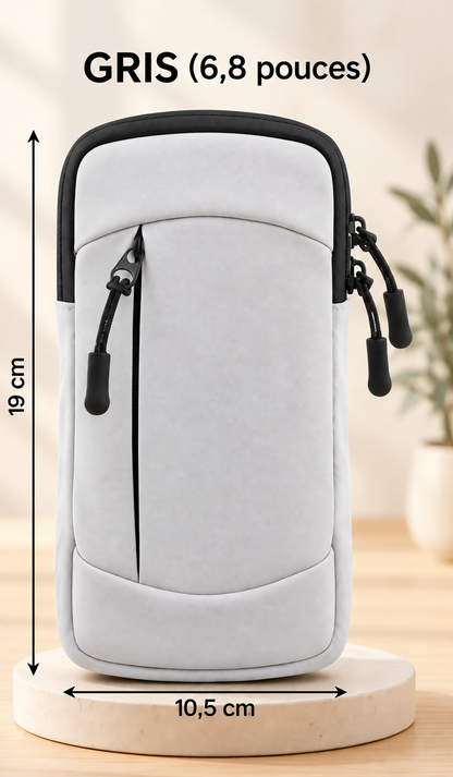 Pochette étanche téléphone Sport Double Compartiment gris