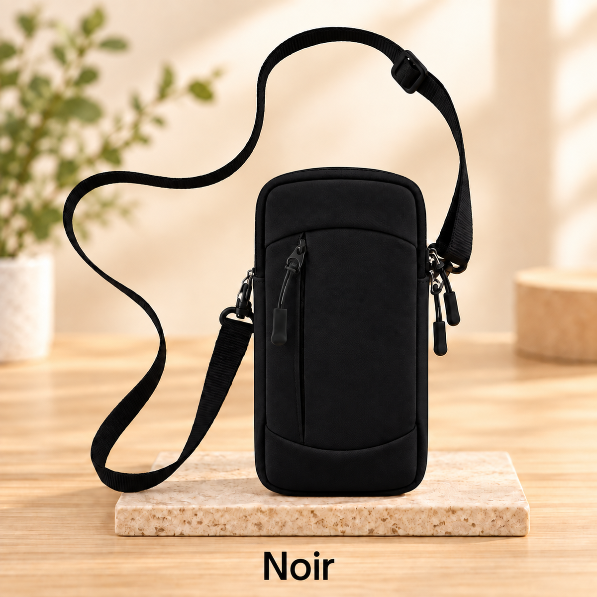 Pochette étanche téléphone Sport Double Compartiment noir avec courroie incluse