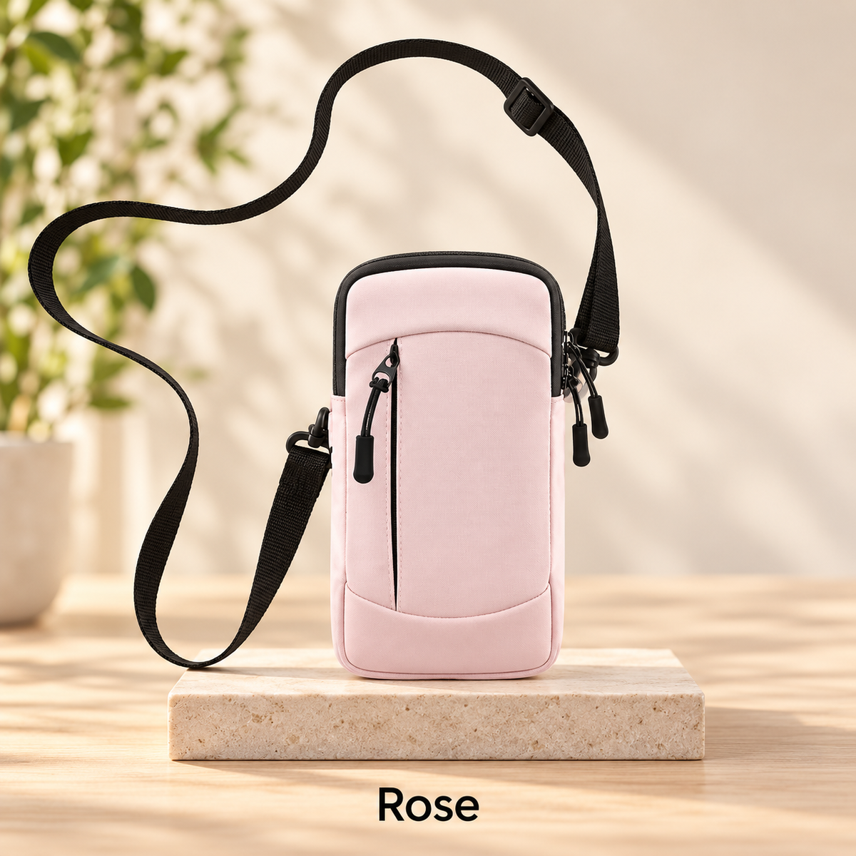 Pochette étanche téléphone Sport Double Compartiment rose avec courroie incluse