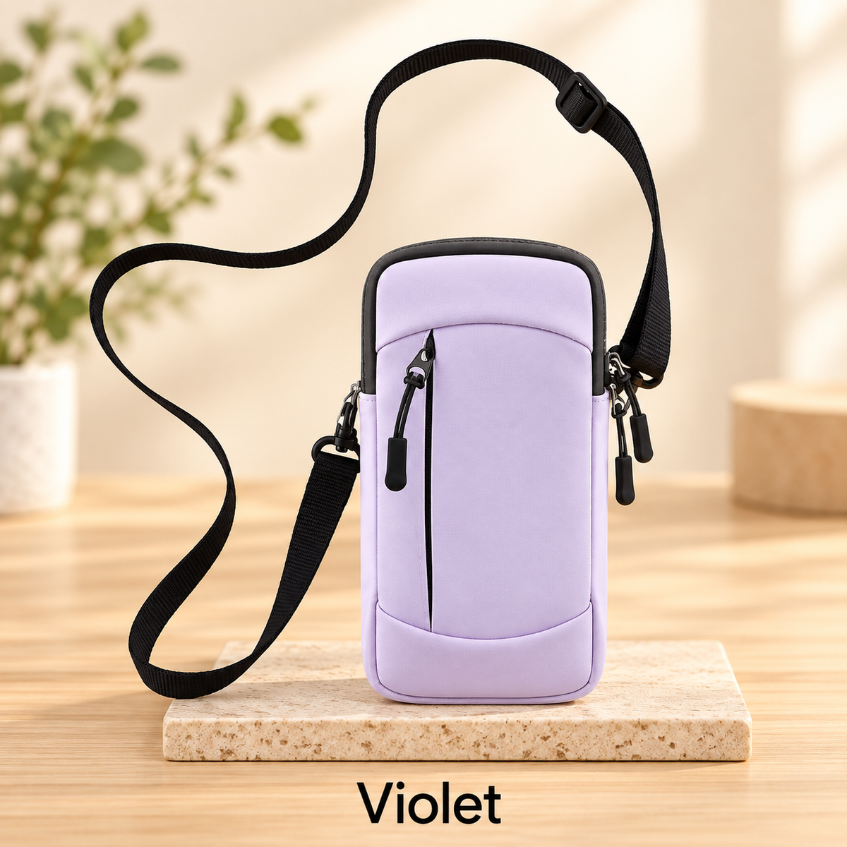 Pochette étanche téléphone Sport Double Compartiment violet avec courroie incluse