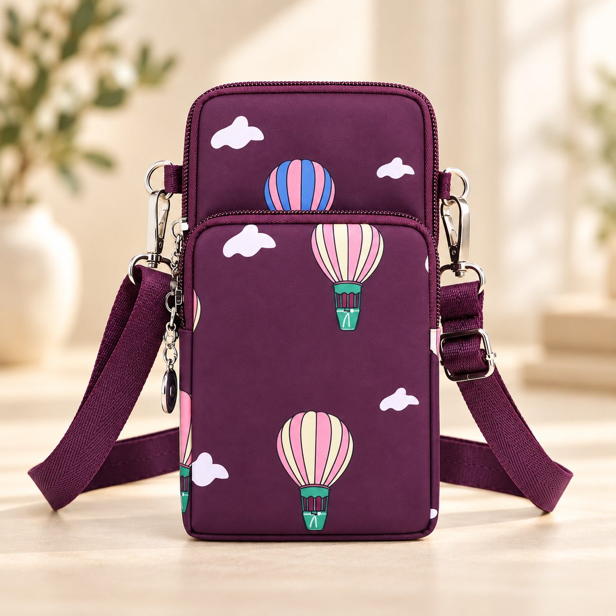 Pochette telephone protection violet ballon