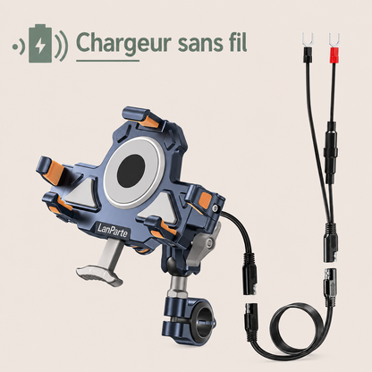 Porte téléphone moto Fixation guidon retroviseur avec chargeur sans fil