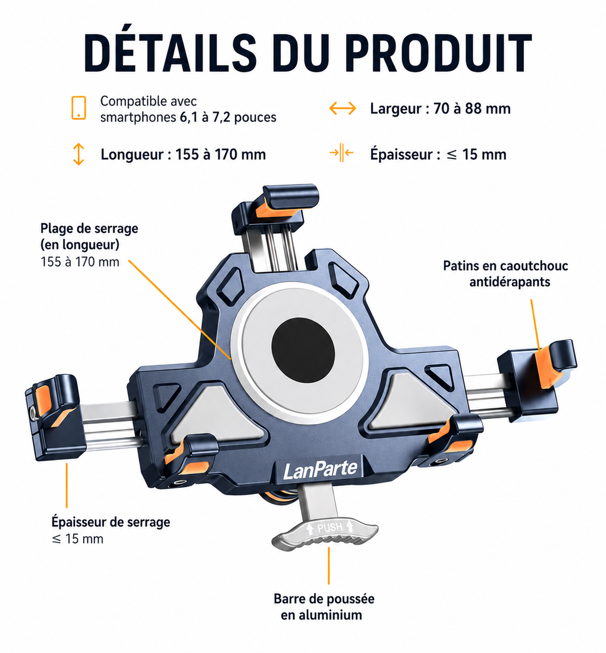 Porte téléphone moto détails du produit
