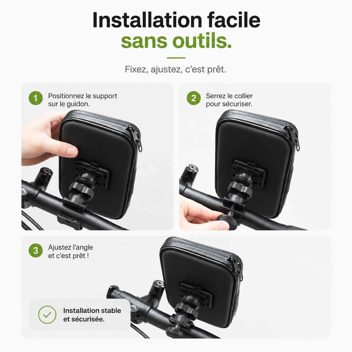 Porte telephone velo Etanche Universel installation sans outils