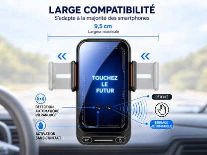 Porte telephone voiture charge sans fil 15w détection infrarouge
