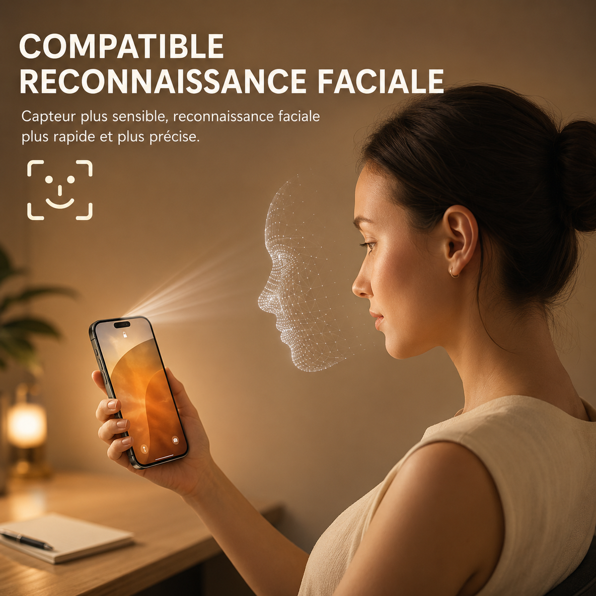 protection ecran telephone anti espion samsung  compatible reconnaissance faciale