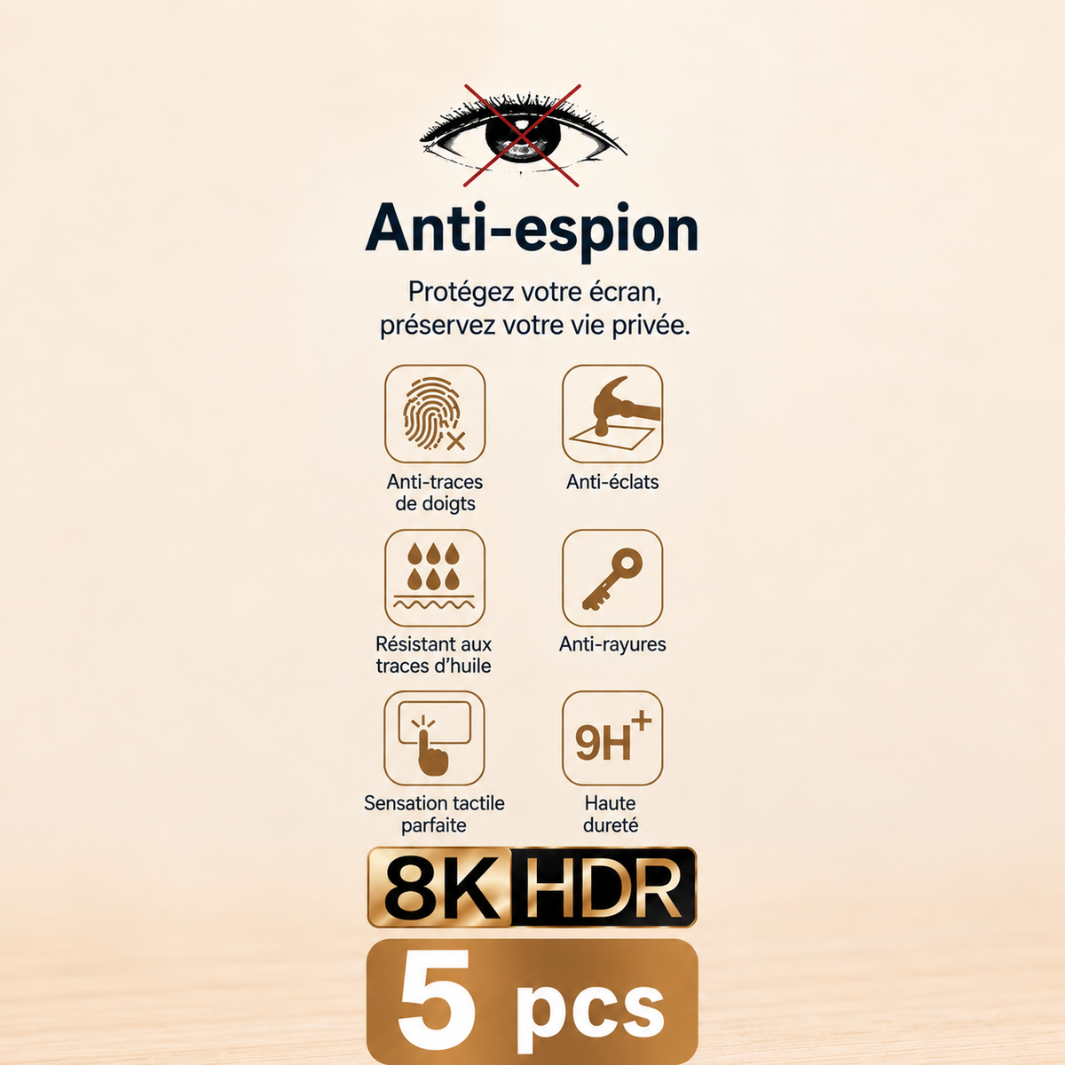protection ecran telephone anti espion Samsung 1 a 5 pieces