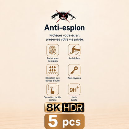protection ecran telephone anti espion Samsung 1 a 5 pieces