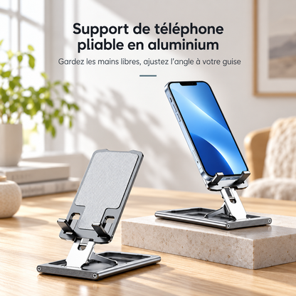 Support de téléphone piable en alumiium