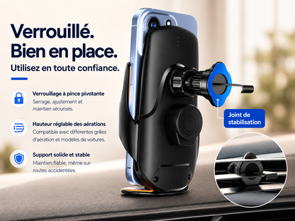 Support de téléphone voiture Charge sans fil 360 support solide et stable