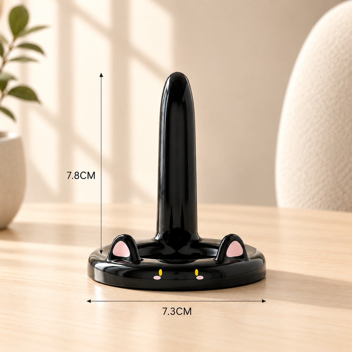 Support téléphone chat en noir