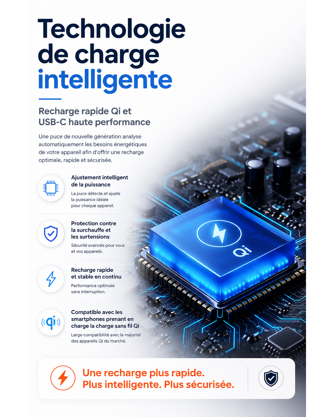 Support telephone moto technologie de charge intelligente