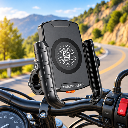 Support téléphone moto charge rapide sans fil
