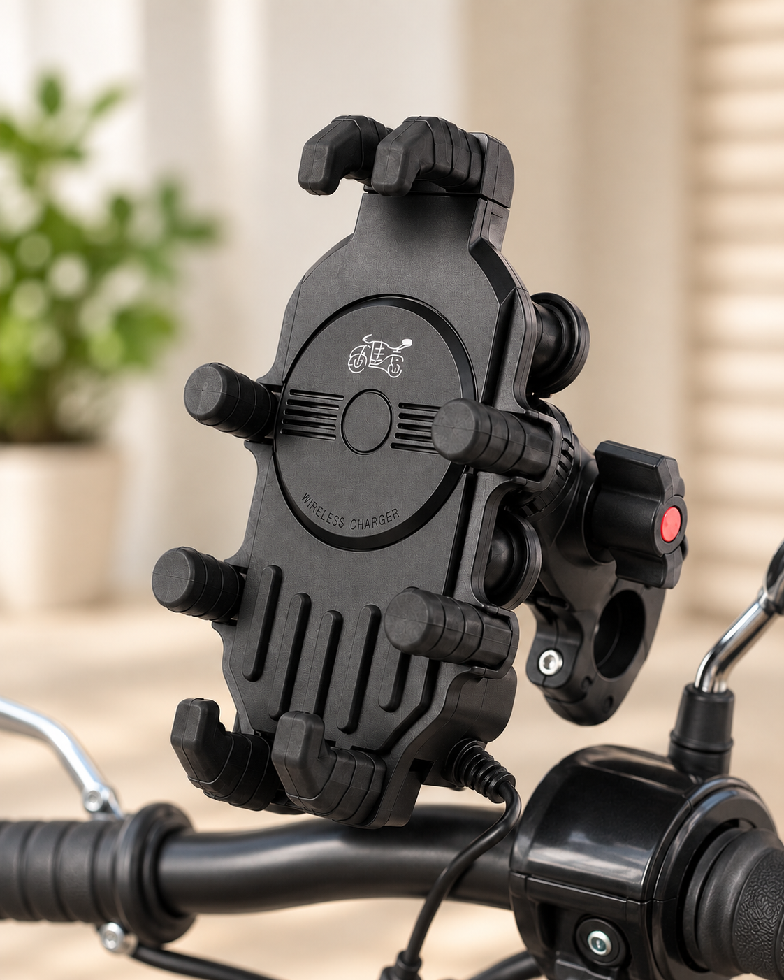 Support telephone moto chargeur induction inclus en option
