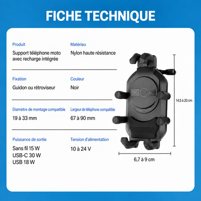 Support téléphone moto fiche technique