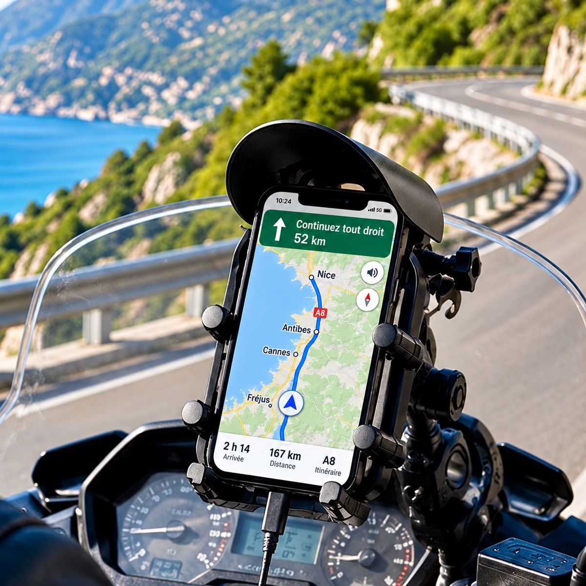 Support téléphone moto par induction ou par fil