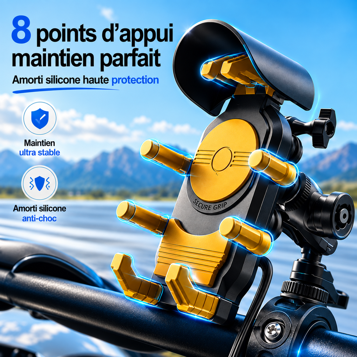 Support téléphone moto maintien ultra stable