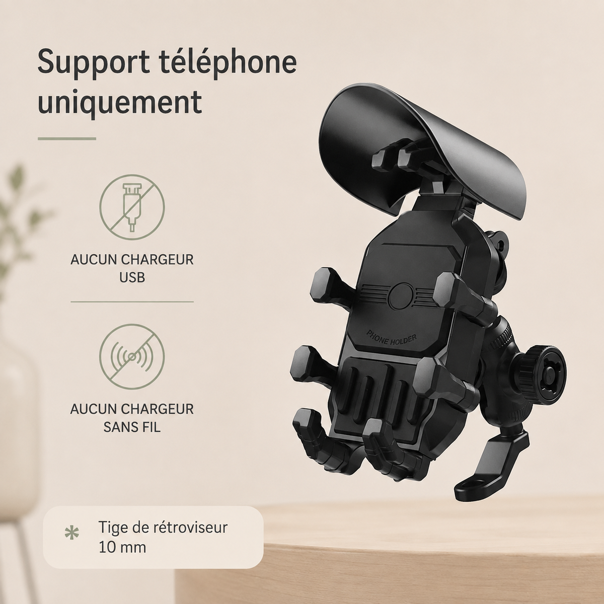 Support téléphone moto modèle 2, support téléphone seulement (mirroir)