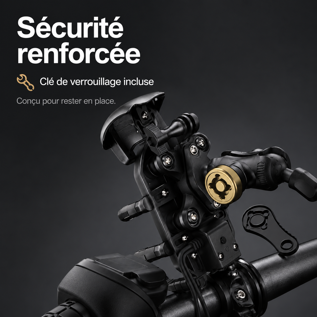 Support téléphone moto sécurité anti vol