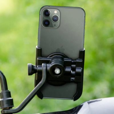 Support telephone moto attache au mirroir solide
