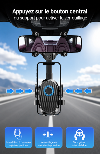 Support telephone voiture Rétroviseur bouton central