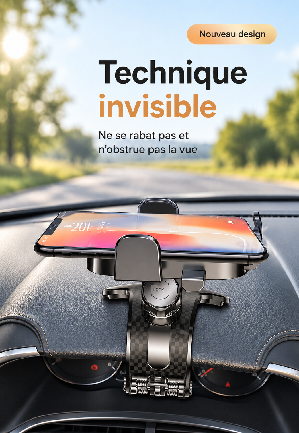 Support telephone voiture | Rotation 360 technique invisible