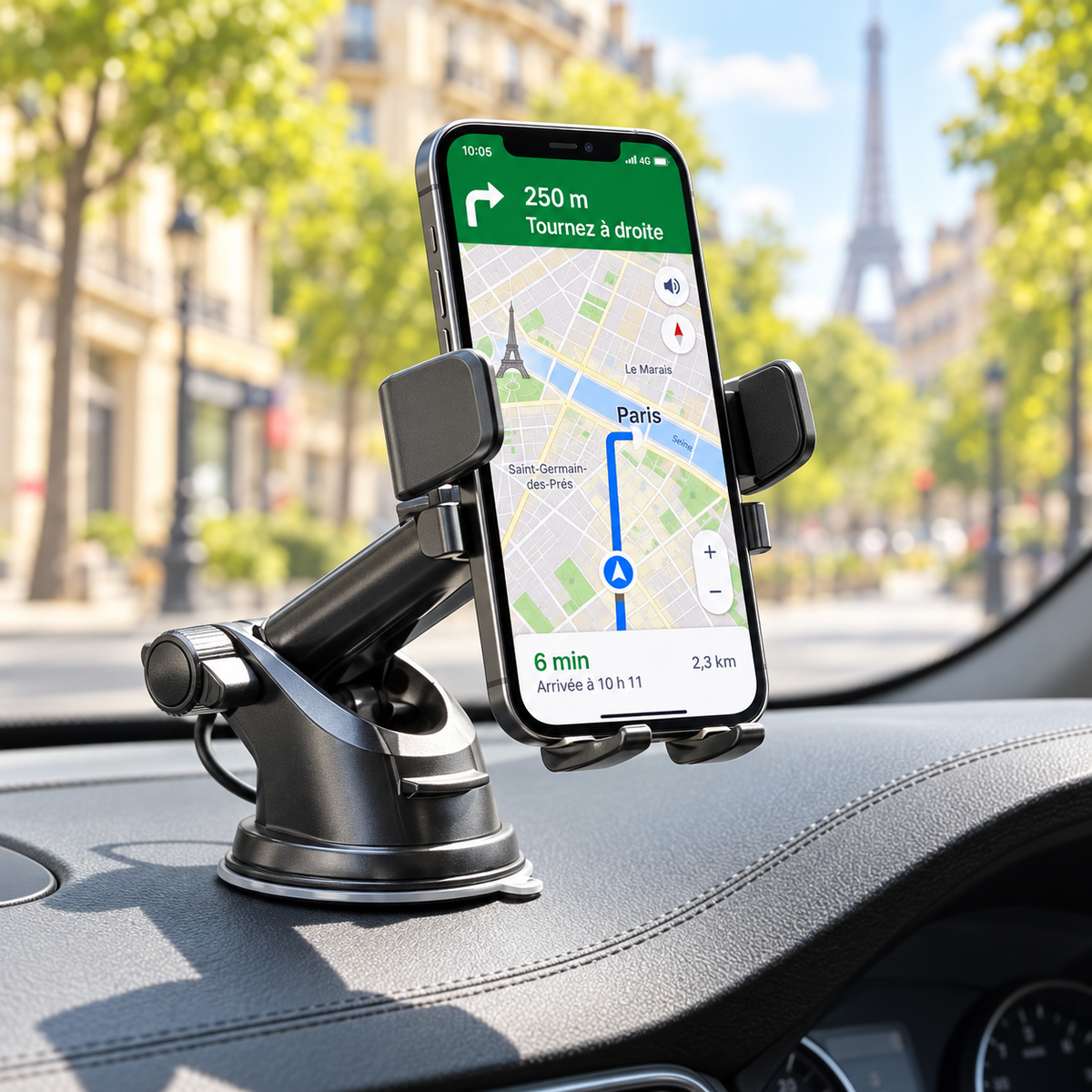 Support telephone voiture Universel 360 tableau ergonomique