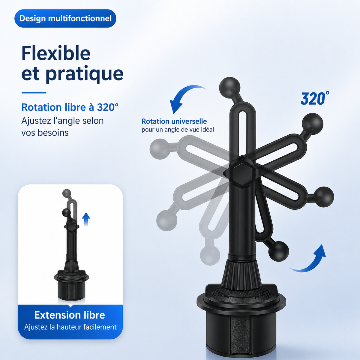 Support telephone voiture Universel Pliable multifonctionnel