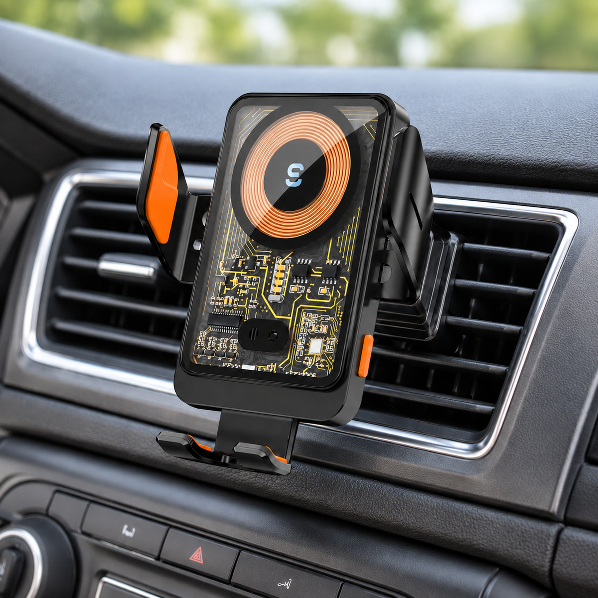 Support voiture pour telephone charge sans fil 15w rapide et sécuritaire