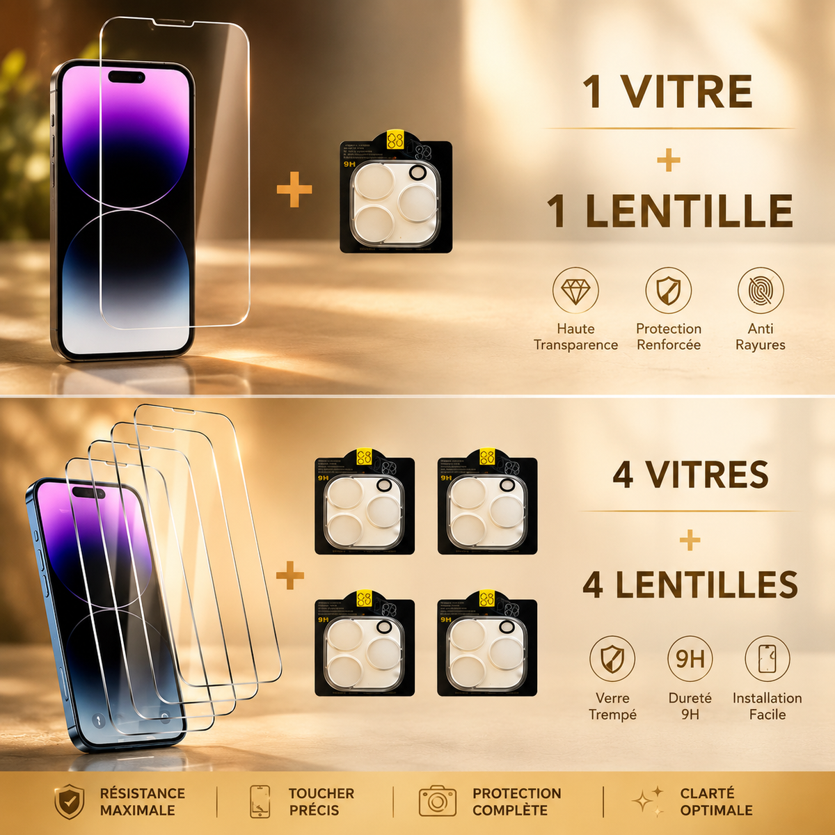 Verre trempe iPhone 13 vitre et lentille