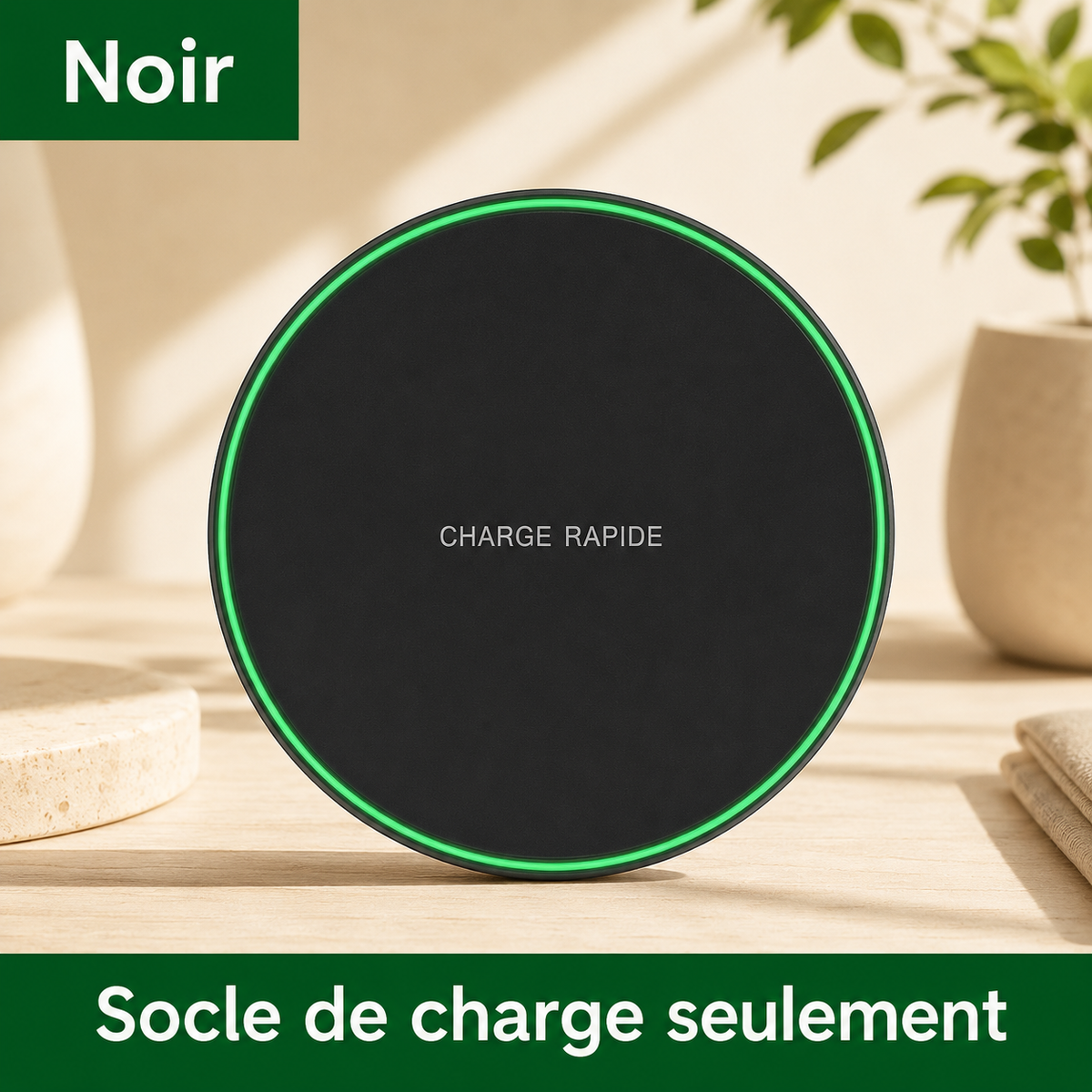 chargeur induction samsung Rapide 15W en noir socle de charge seulement