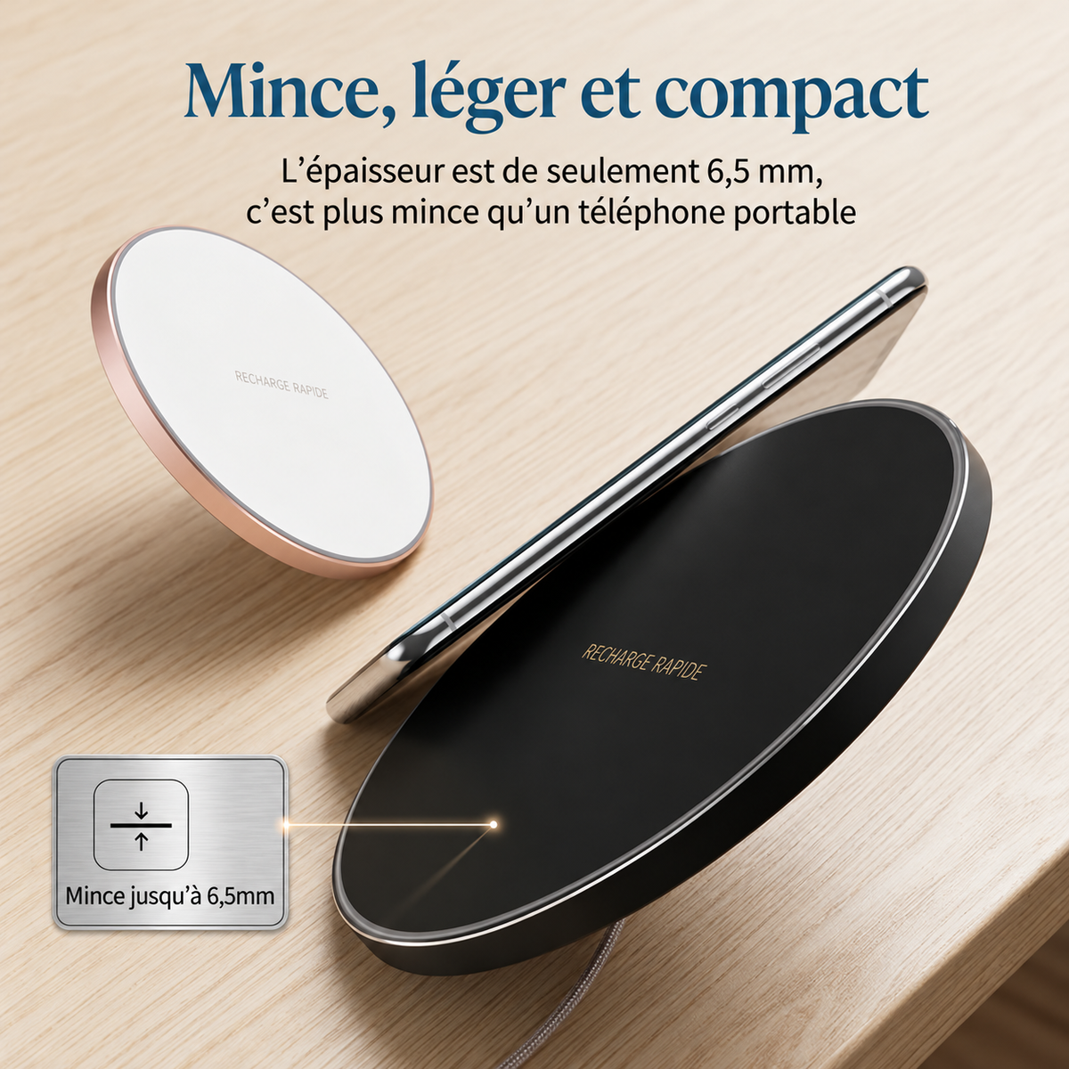 chargeur induction samsung Rapide 15W mince et léger