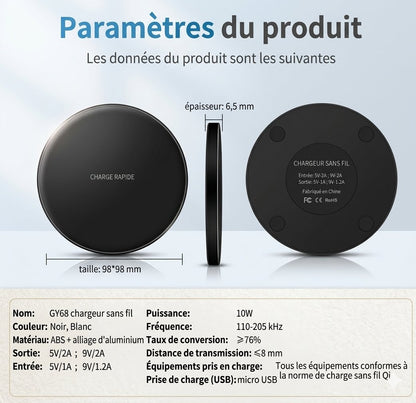 chargeur induction samsung Rapide 15W paramètres du produit
