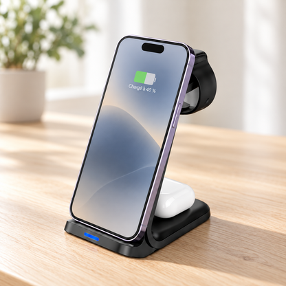 chargeur rapide iphone 3-en-1 30W fonctionnel au bureau