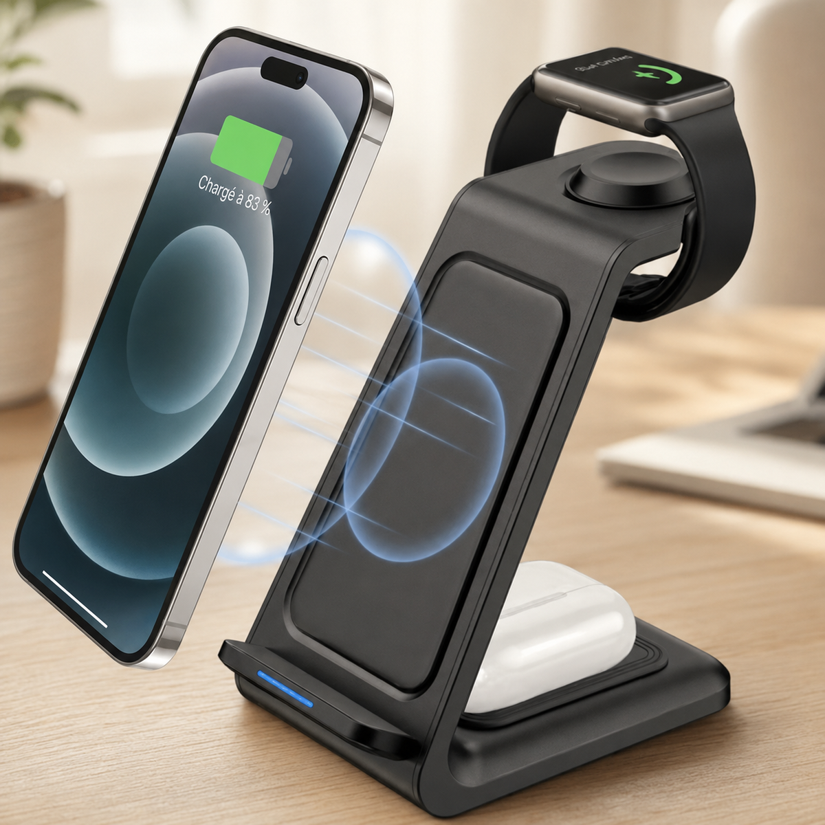 chargeur rapide iphone 3-en-1 30W induction