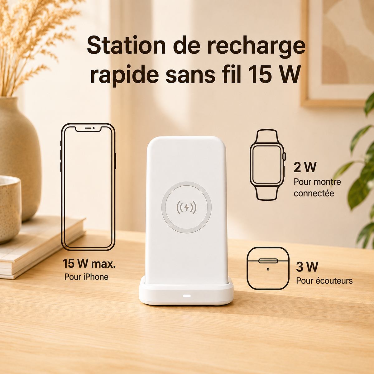 chargeur rapide iphone 3-en-1 30W multicharges rapide