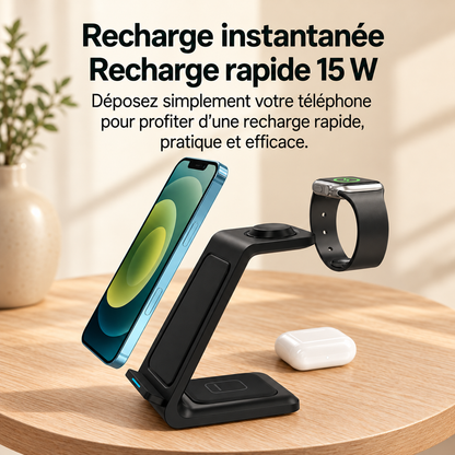 chargeur rapide iphone 3-en-1 30W recharge pratique et efficace