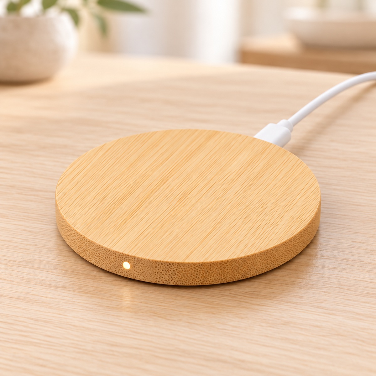 Chargeur Samsung Bambou Sans Fil simple, écologique