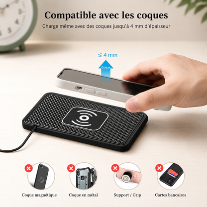 Chargeur téléphone Charge Rapide Sans Fil 15W Voiture charge même avec une coque
