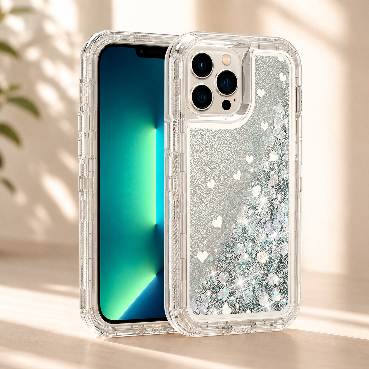Coque iPhone 13 | Paillettes Mouvantes argent