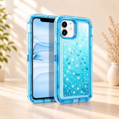 Coque iPhone 13 Paillettes Mouvantes beue