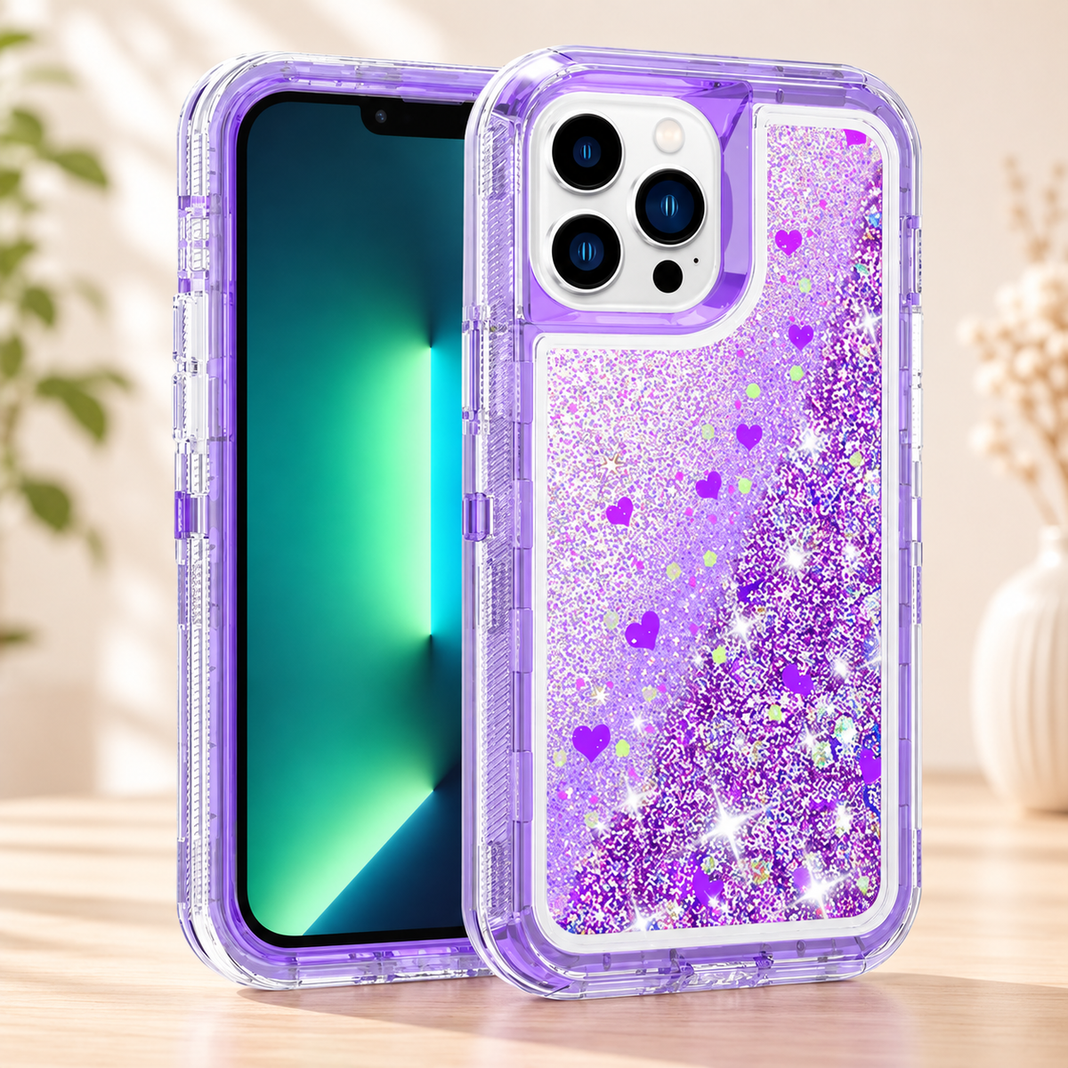 Coque iPhone 13 | Paillettes Mouvantes violet