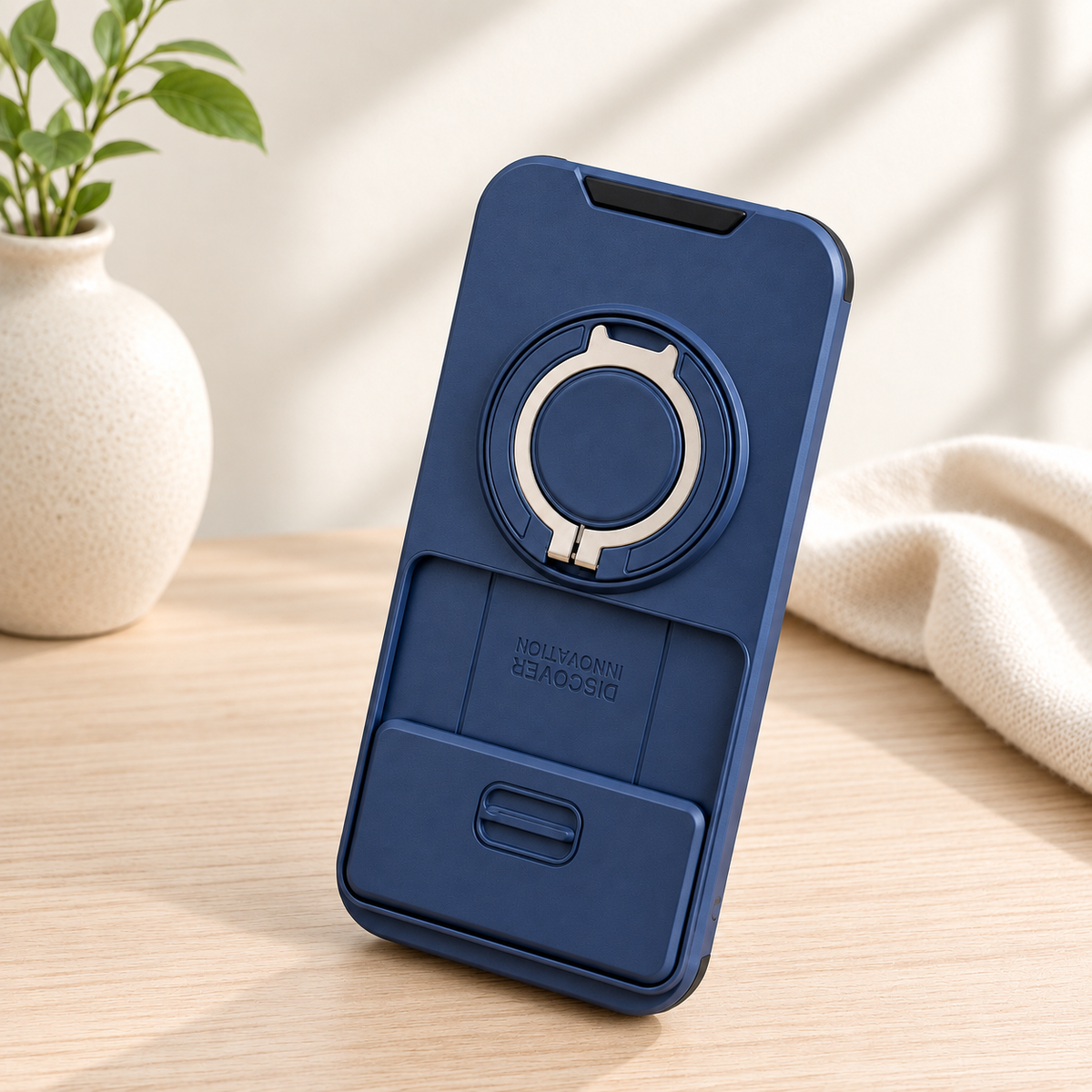 coque pour telephone  support integre bleu marin