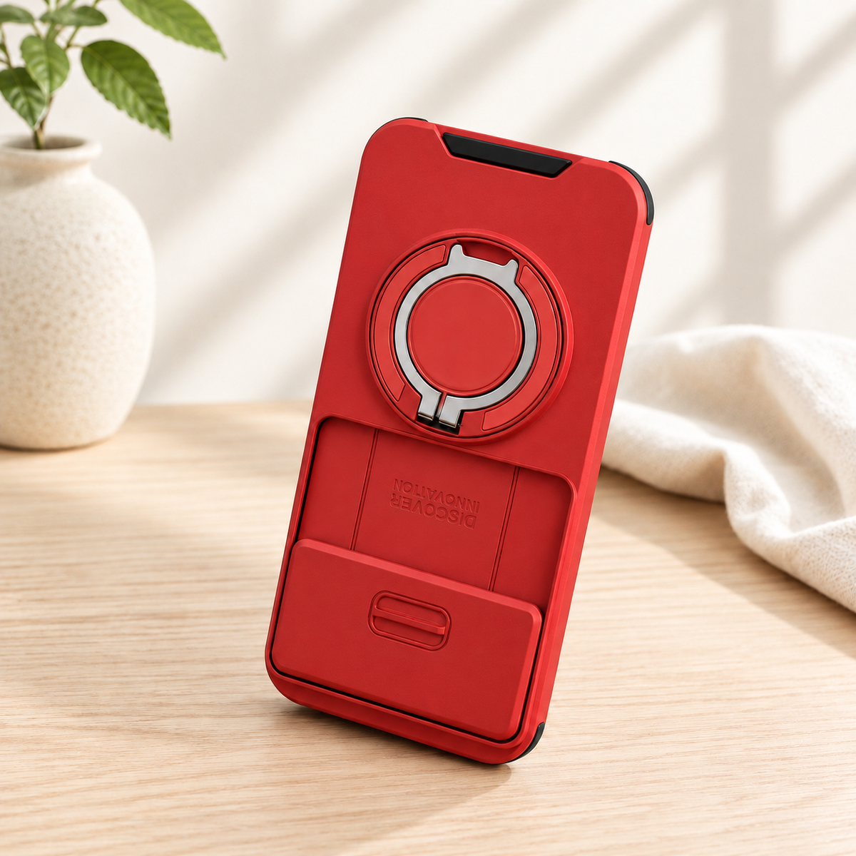 coque pour telephone  support integre rouge