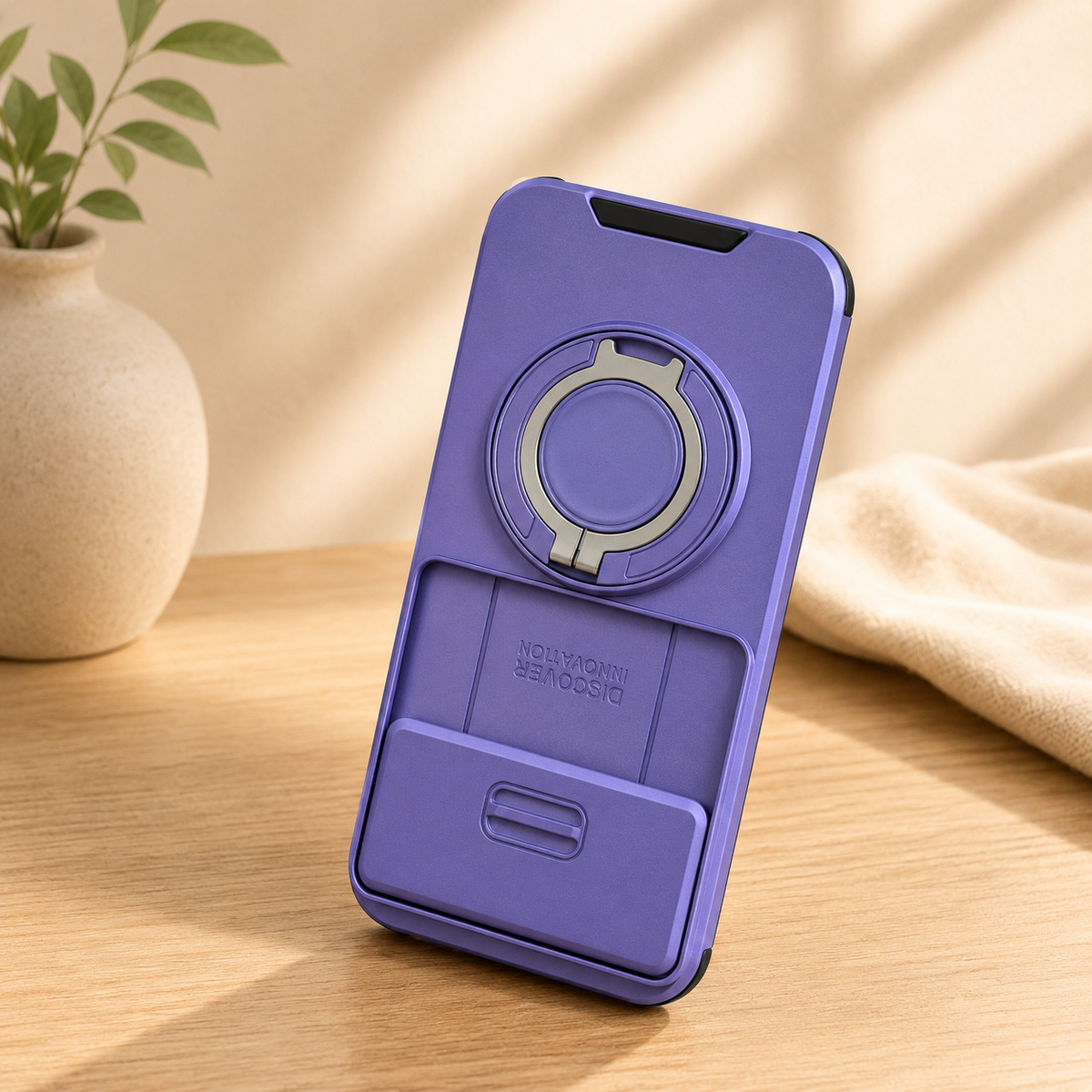 coque pour telephone  support integre violet