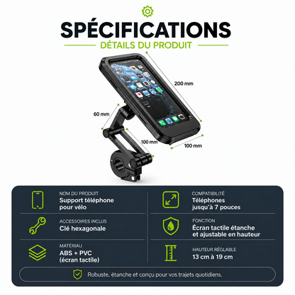 Support moto pour téléphone spécifications